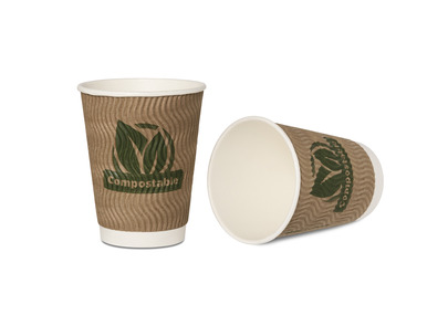 16oz Compostable Double Wall Hot Cup Brown