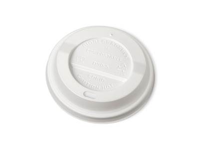 Compostable Sip Through Domed Lid for 12oz or 16oz Cup White
