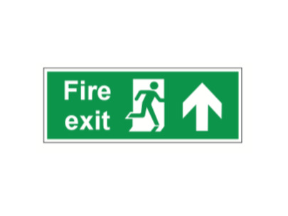 Fire Exit with Arrow Up Sign on 4mm Foamex Board 400x150mm