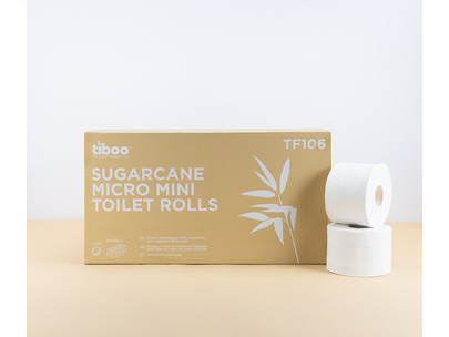 Tiboo Eco Friendly Sugarcane Micro Mini Jumbo Toilet Roll 2ply White