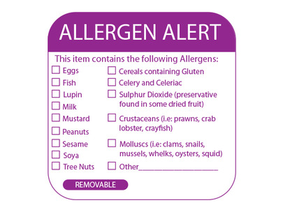 Allergen Alert Label