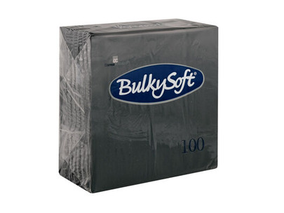 Bulkysoft 32098 40cm 8-Fold Napkin 2ply Black