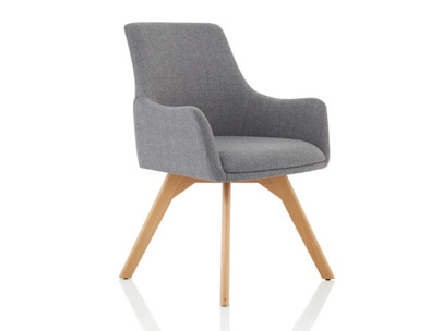 Carmen Grey Fabric Chair with Wooden Leg