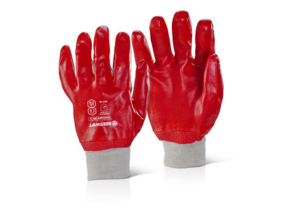 PVC Knit Wrist Glove Red