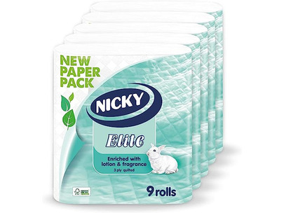 Nicky Elite Luxury Quilted Toilet Roll 3ply White