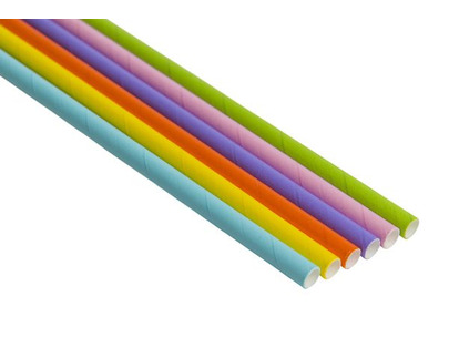 200mm Paper Jumbo Straw 6mm Bore Mixed Neon