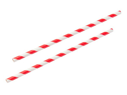 200mm Paper Jumbo Straw 6mm Bore Red/White Stripe