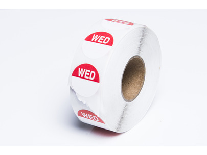 Round Daily Dot Label Red - Wednesday