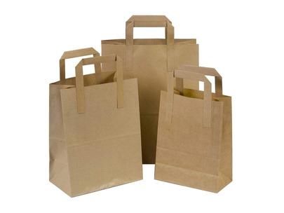 Small SOS Paper Takeaway Carrier Bag Kraft 178x267x229mm