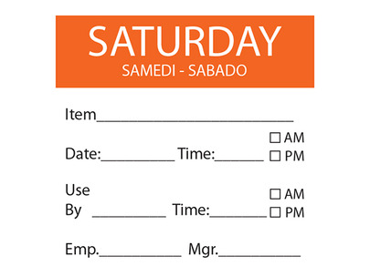Square Dissolvable Day Label Orange - Saturday 