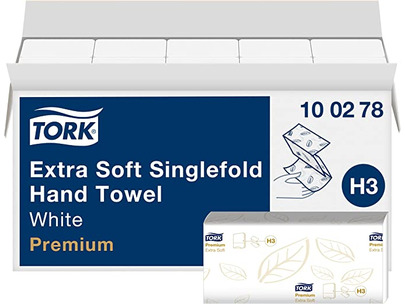 Tork 100278 Extra Soft Singlefold Hand Towel Premium 2ply White 230x226mm
