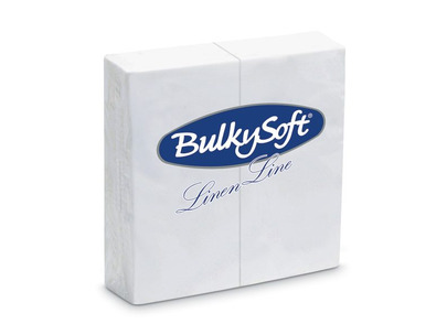 Bulkysoft 32116 40cm Linen Line Airlaid 4-Fold Napkin White