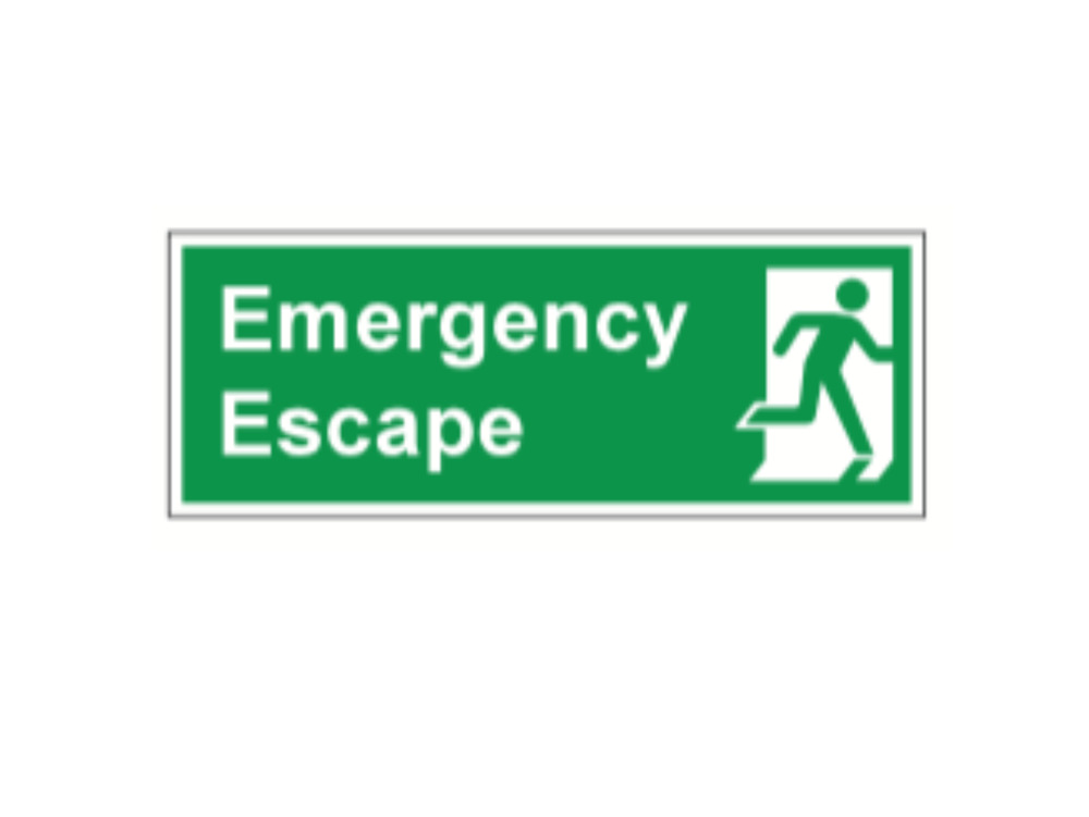 Emergency Escape Sign on 4mm Foamex Board 400x150mm