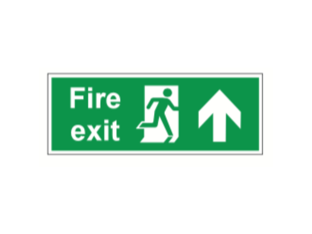 Fire Exit with Arrow Up Sign on 4mm Foamex Board 400x150mm
