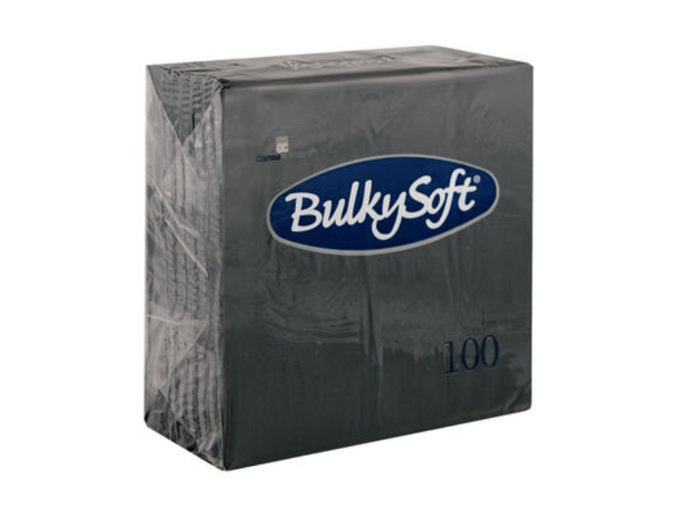 Bulkysoft 32087 40cm 4-Fold Napkin 2ply Black