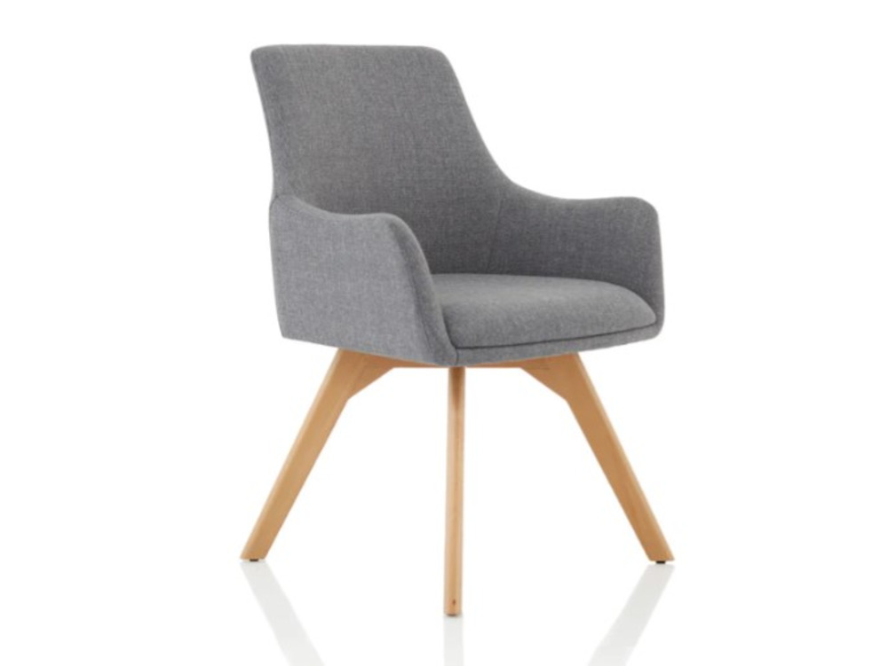 Carmen Grey Fabric Chair with Wooden Leg