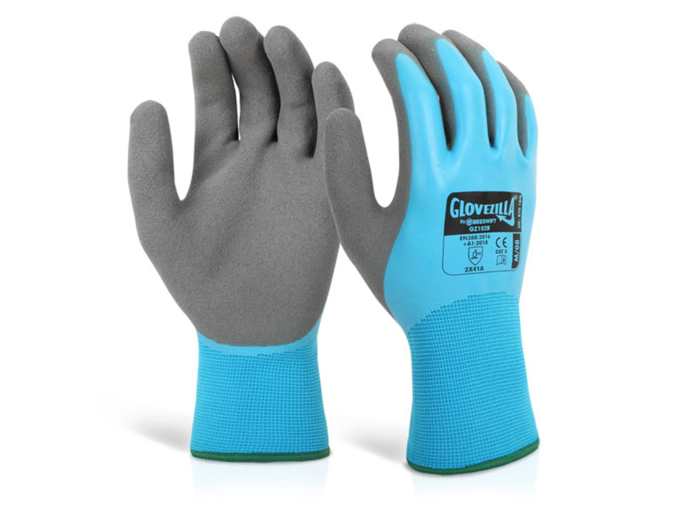 Glovezilla Waterproof Latex Gripper Glove Medium