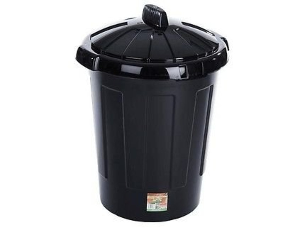 80L Dustbin with Lid Black