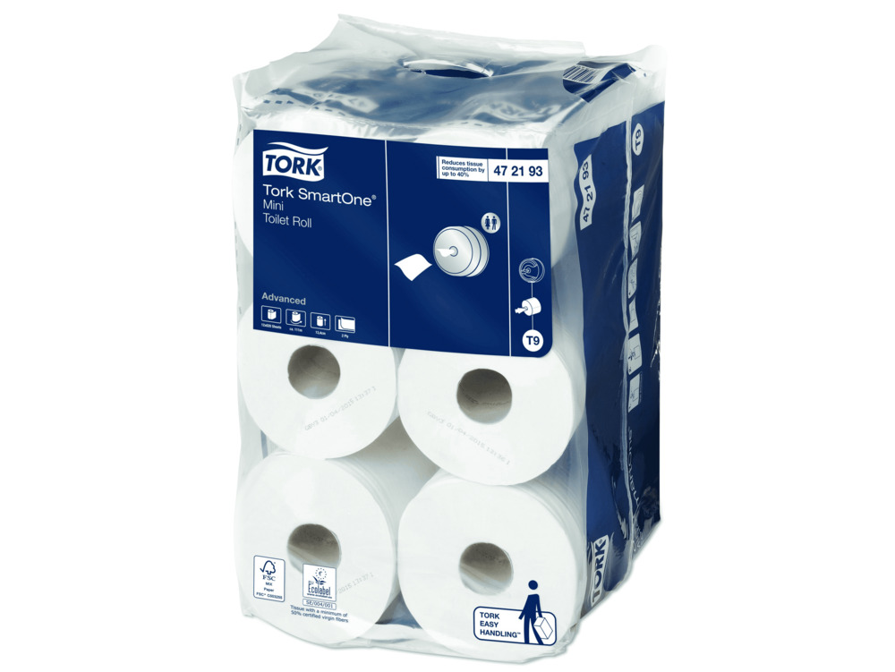 Tork T9 472193 Smart One Mini Toilet Roll 2ply White