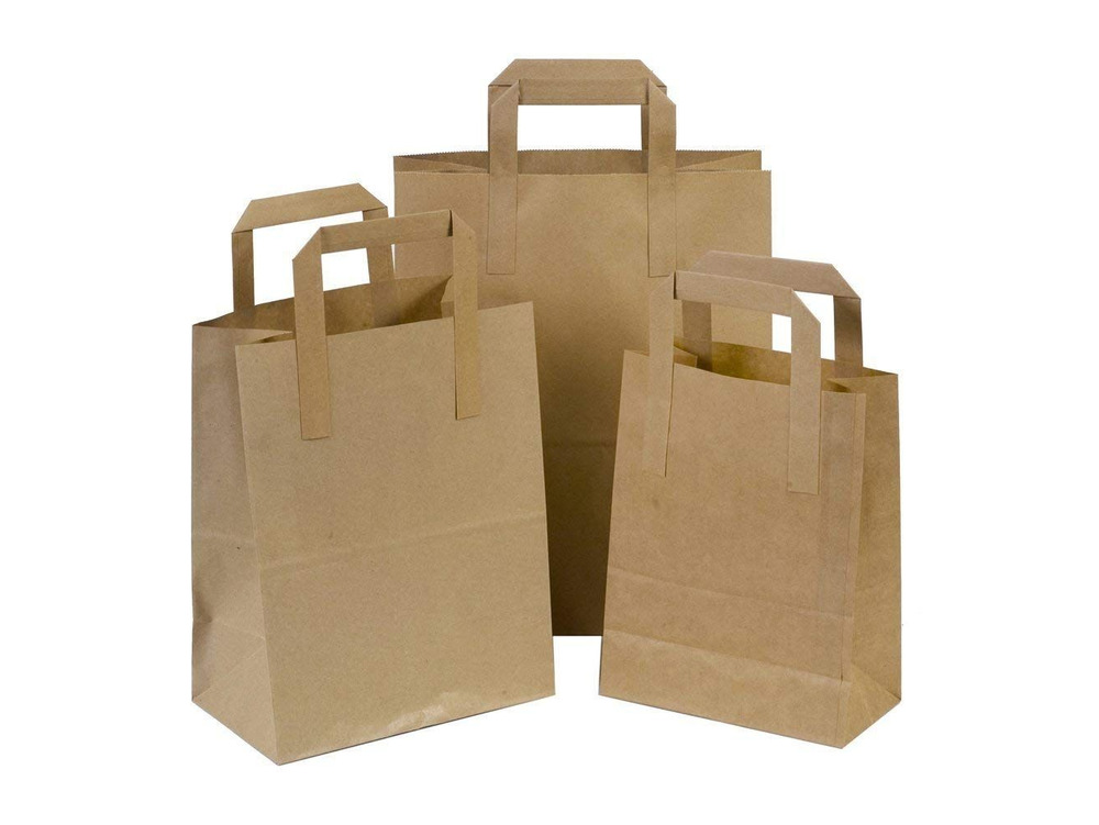 Medium SOS Paper Takeaway Carrier Bag Kraft 220x110x245mm