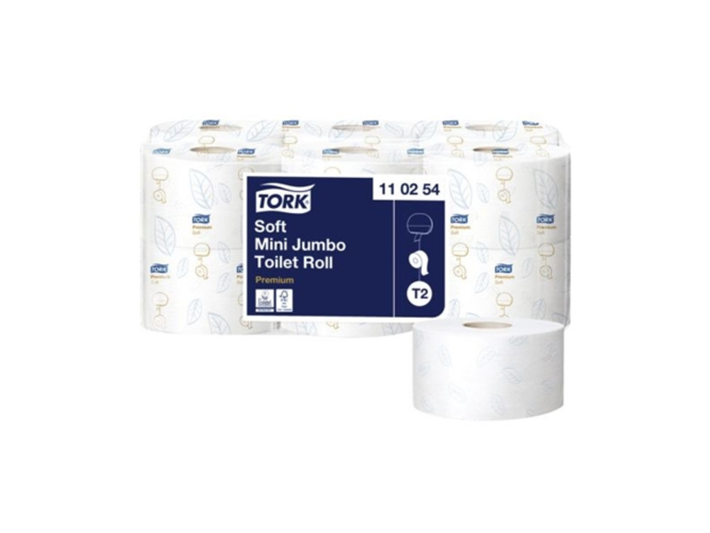 Tork 110254 Soft Mini Jumbo Toilet Roll Premium 170m 2ply White